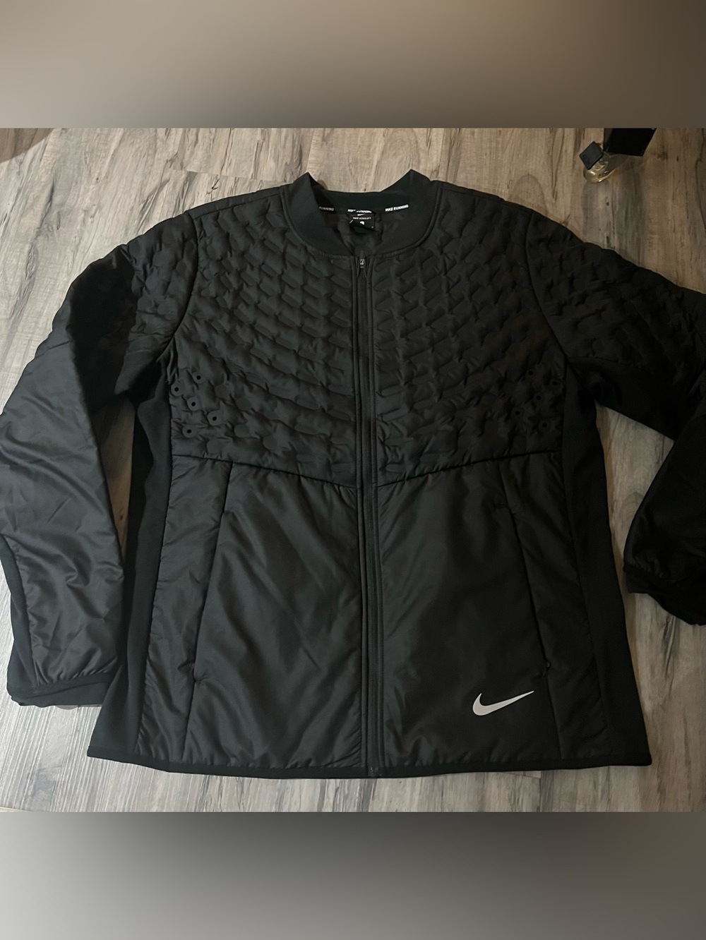 Nike Black Quilted-Panel Bomber Jacket